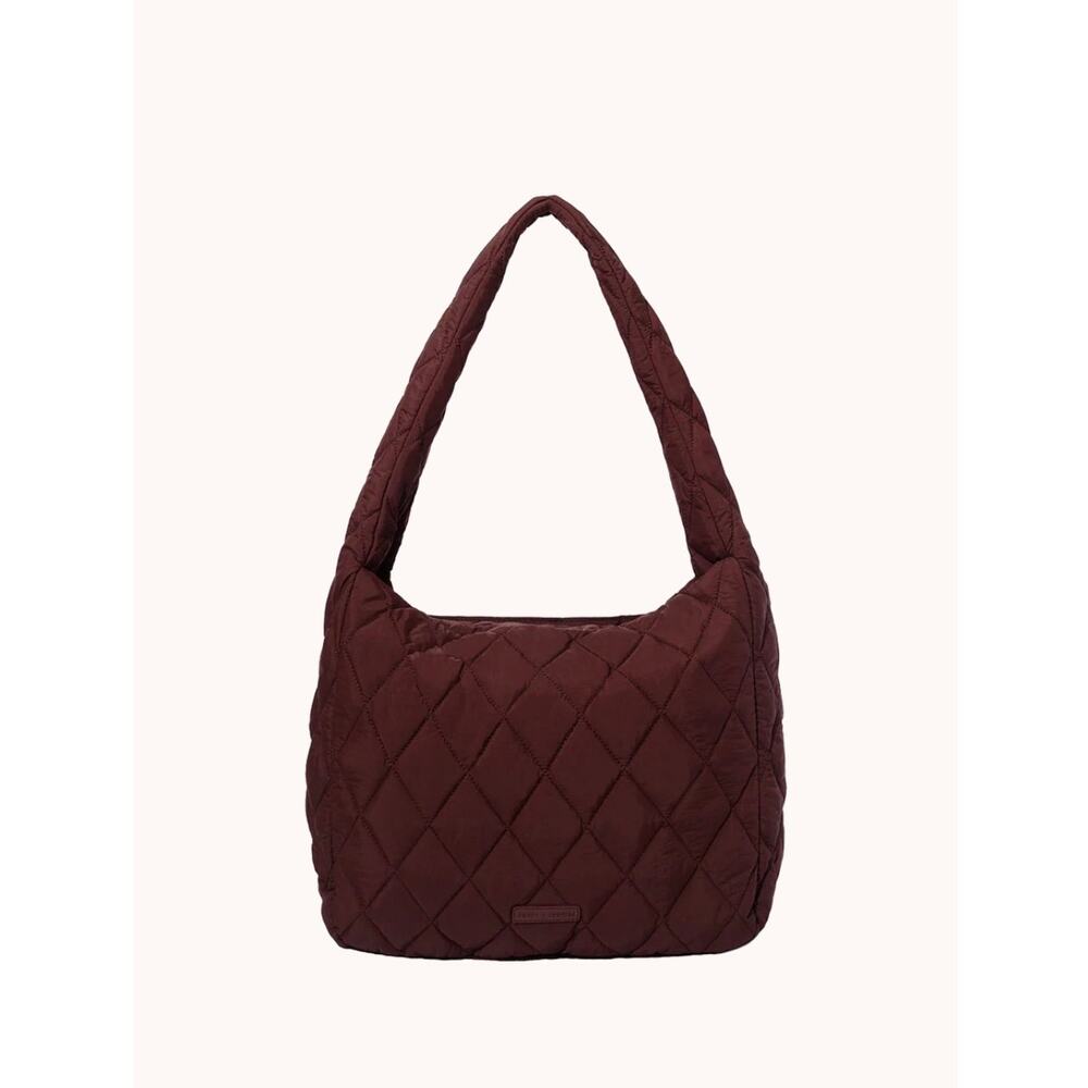 Quilted Shoulder Bag in Deep Burgundy